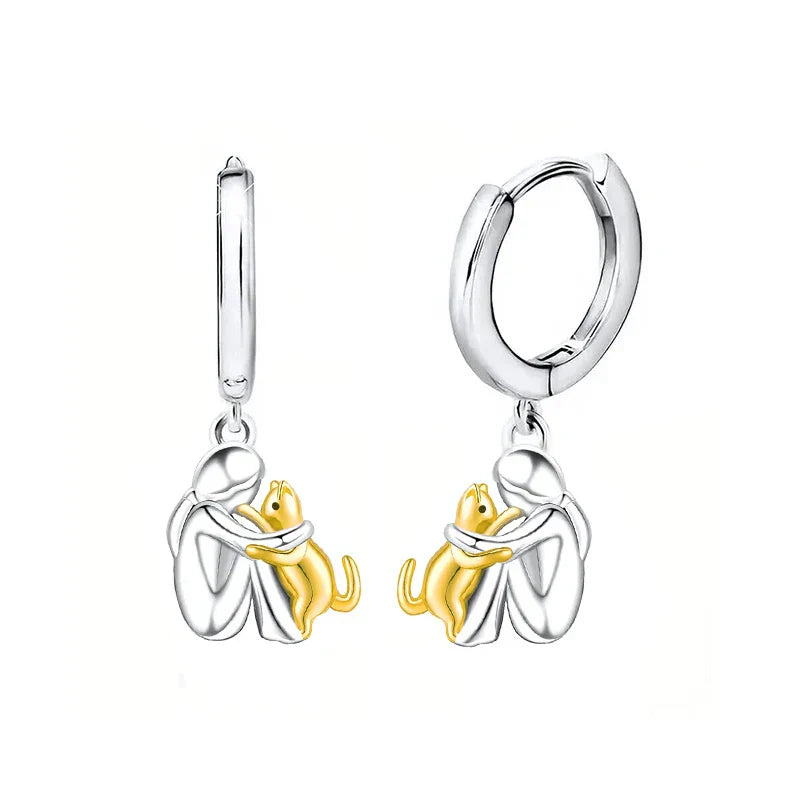 Lilie - Boucles d’Oreilles Icône Chat (Fermoir Rond)