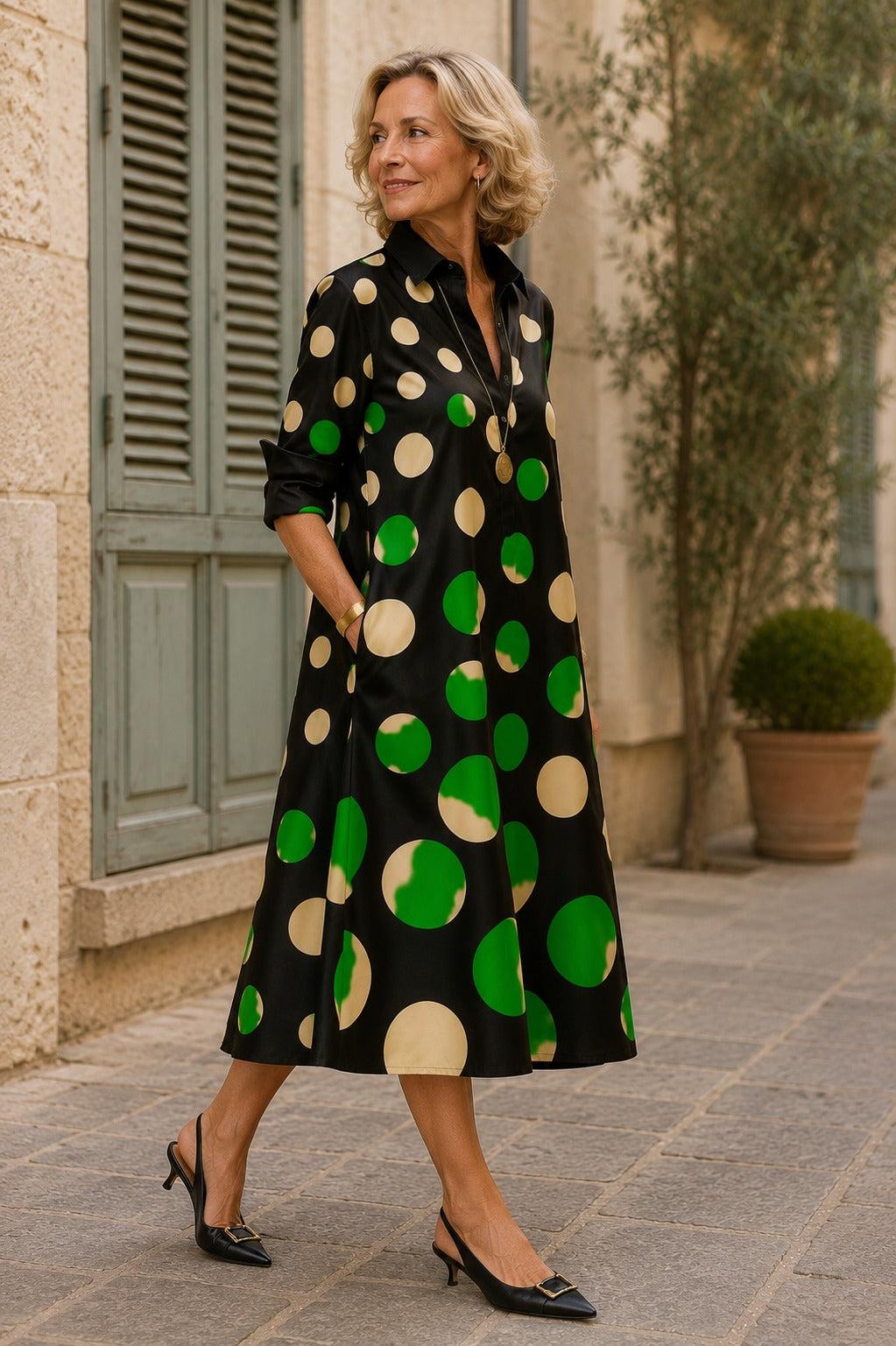 Jihane - Robe midi élégante et raffinée