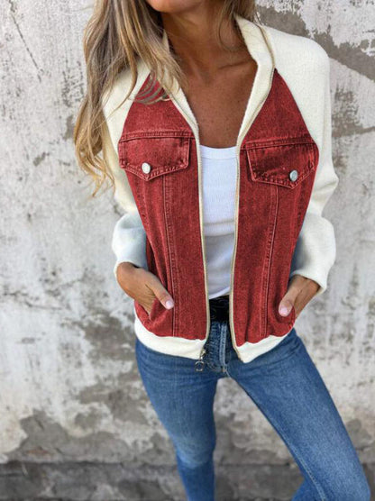 Veste Femme Zip Col V Élégante – Vêtement Décontracté Quotidien