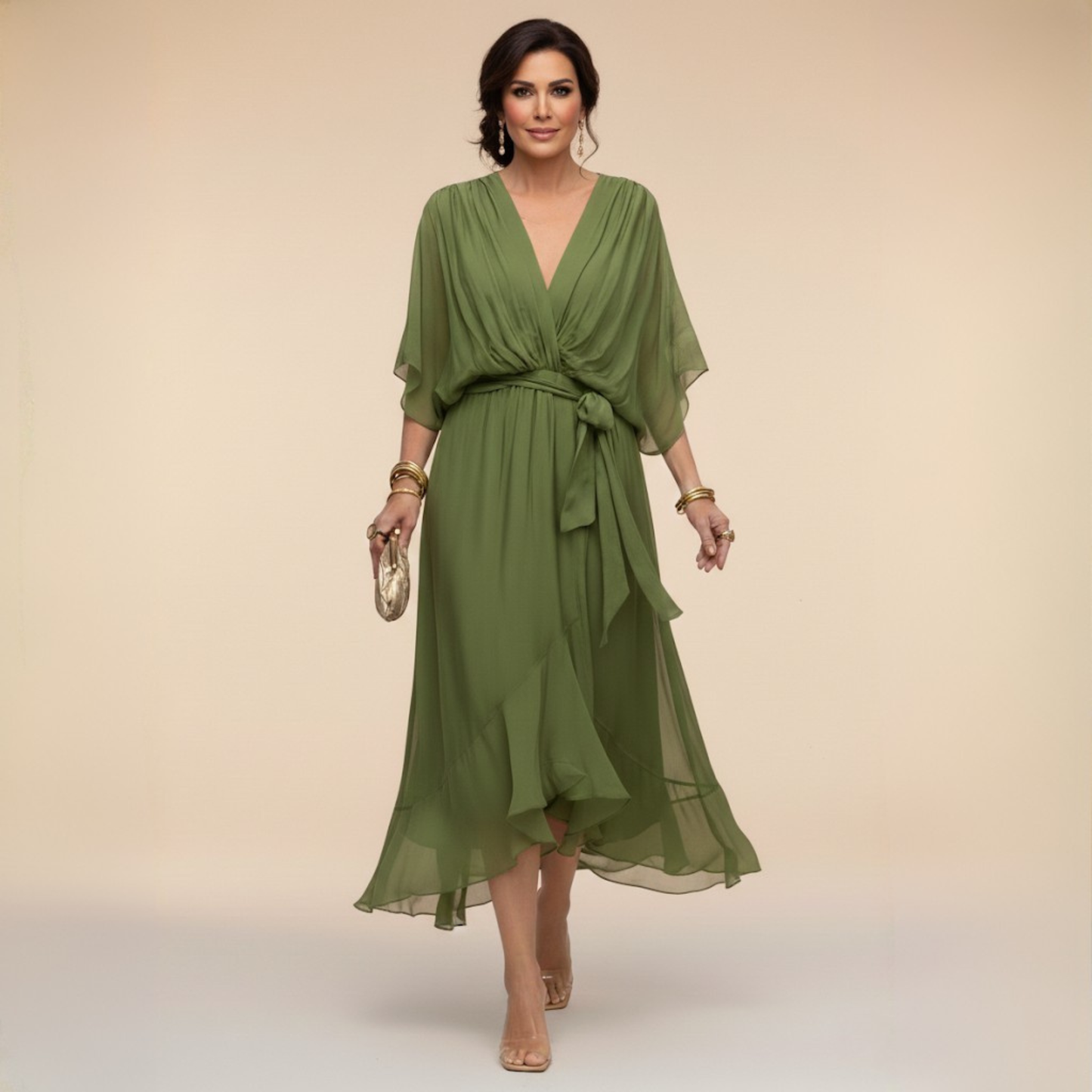 Leblanc™ | Robe en chiffon à décolleté V