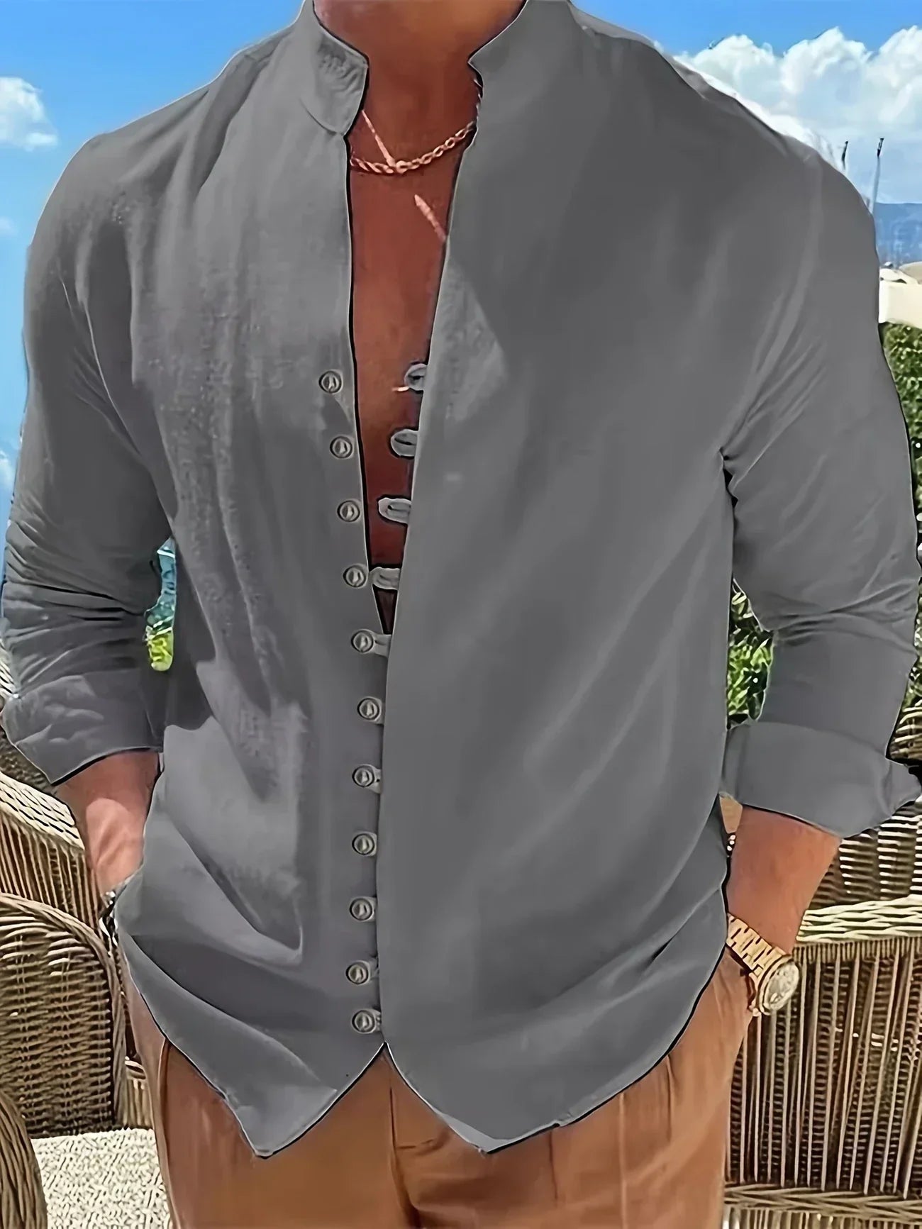Oberta - Chemise col mandarin