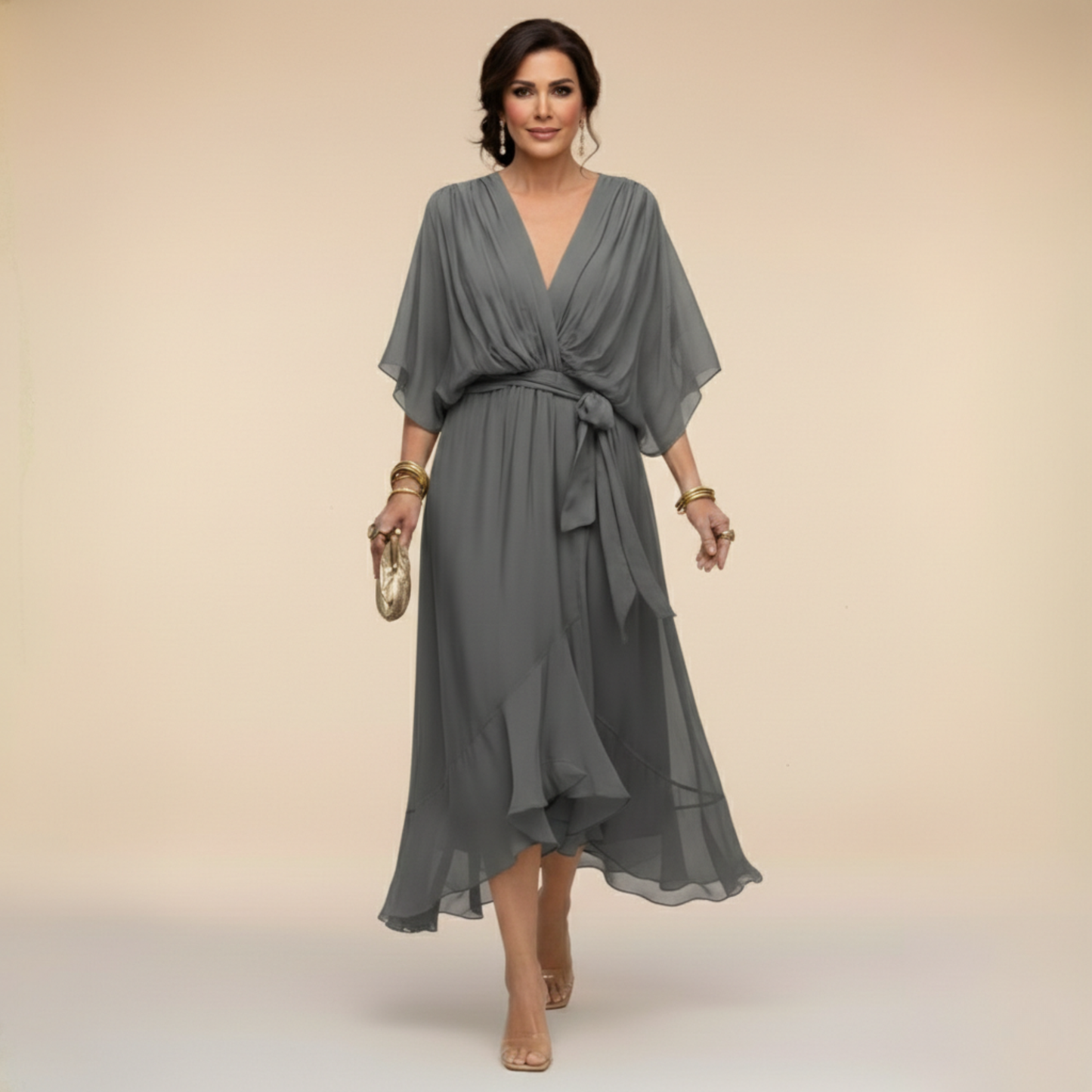 Leblanc™ | Robe en chiffon à décolleté V