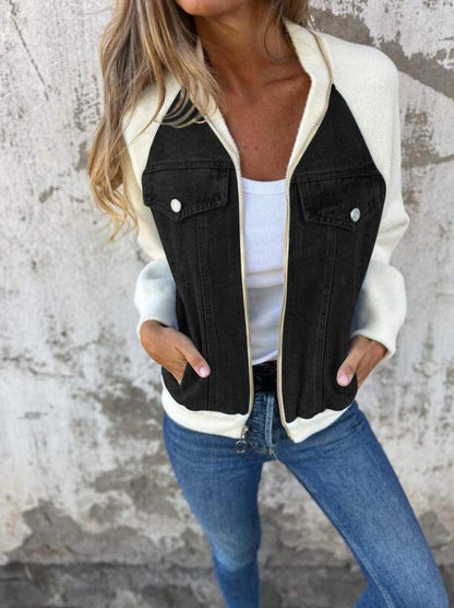 Veste Femme Zip Col V Élégante – Vêtement Décontracté Quotidien