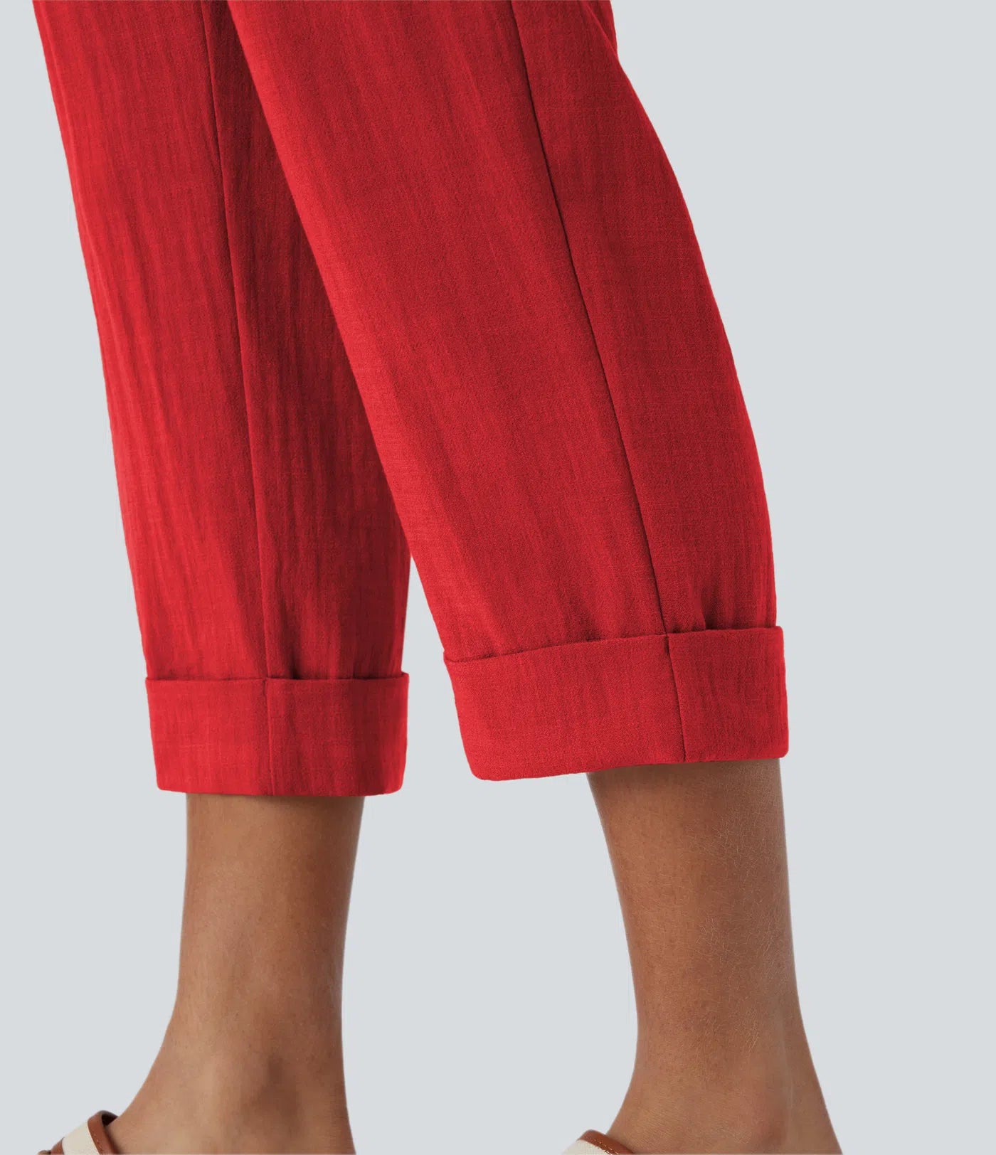 Marie - pantalon capri effet lin taille haute avec poches zippées