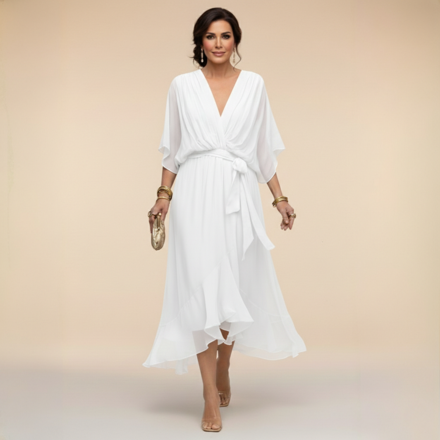 Leblanc™ | Robe en chiffon à décolleté V