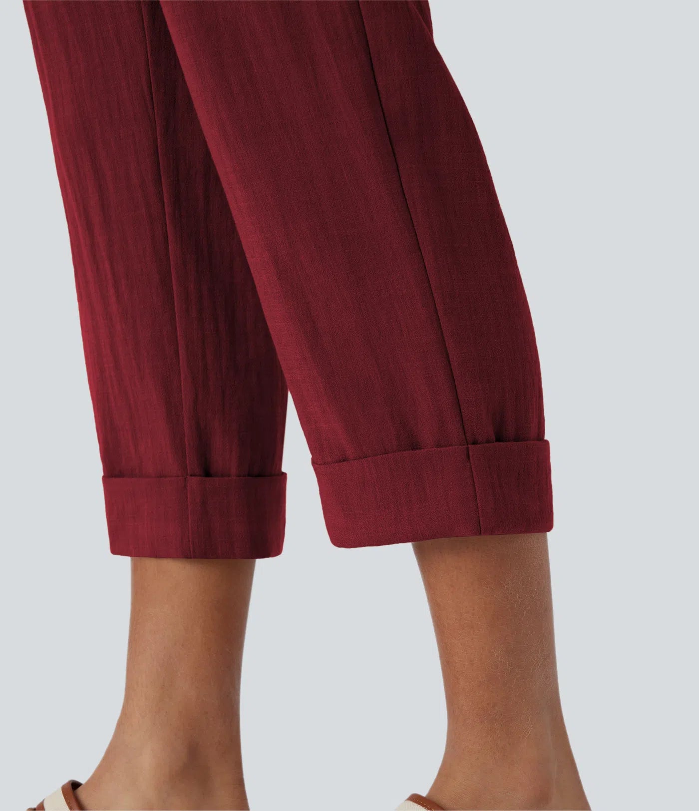 Marie - pantalon capri effet lin taille haute avec poches zippées