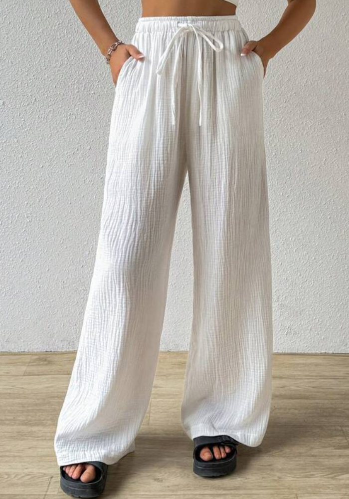 Mouna - Pantalon blanc fraîcheur et élégance minimaliste