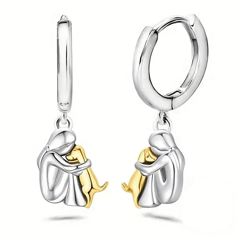 Ginna - Boucles d’Oreilles Icône Chien (Fermoir Rond)