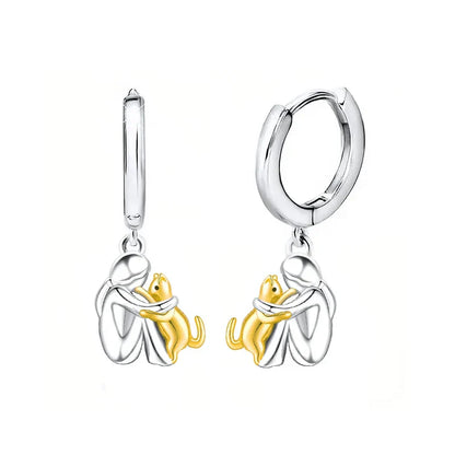 Lilie - Boucles d’Oreilles Icône Chat (Fermoir Rond)