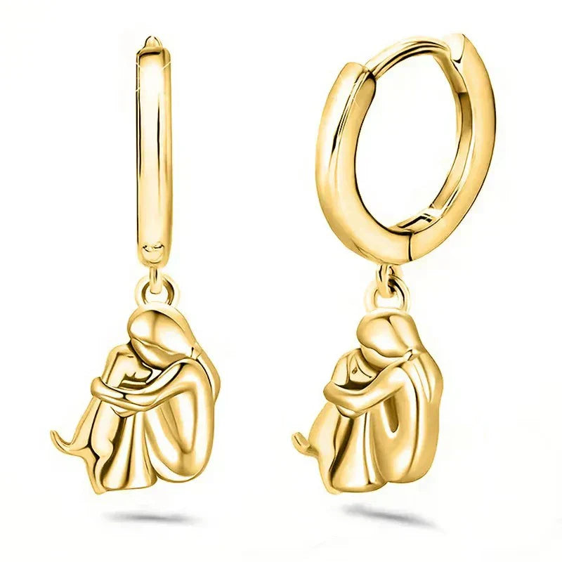 Ginna - Boucles d’Oreilles Icône Chien (Fermoir Rond)