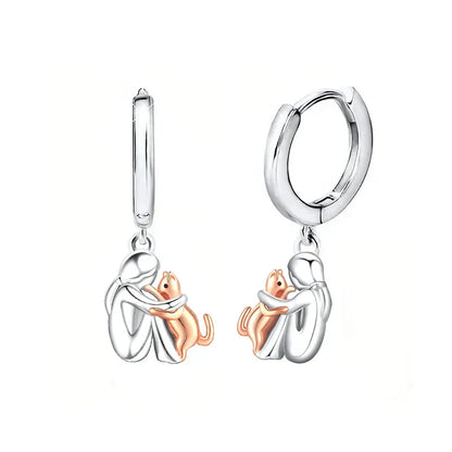 Lilie - Boucles d’Oreilles Icône Chat (Fermoir Rond)