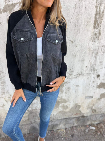 Veste Femme Zip Col V Élégante – Vêtement Décontracté Quotidien