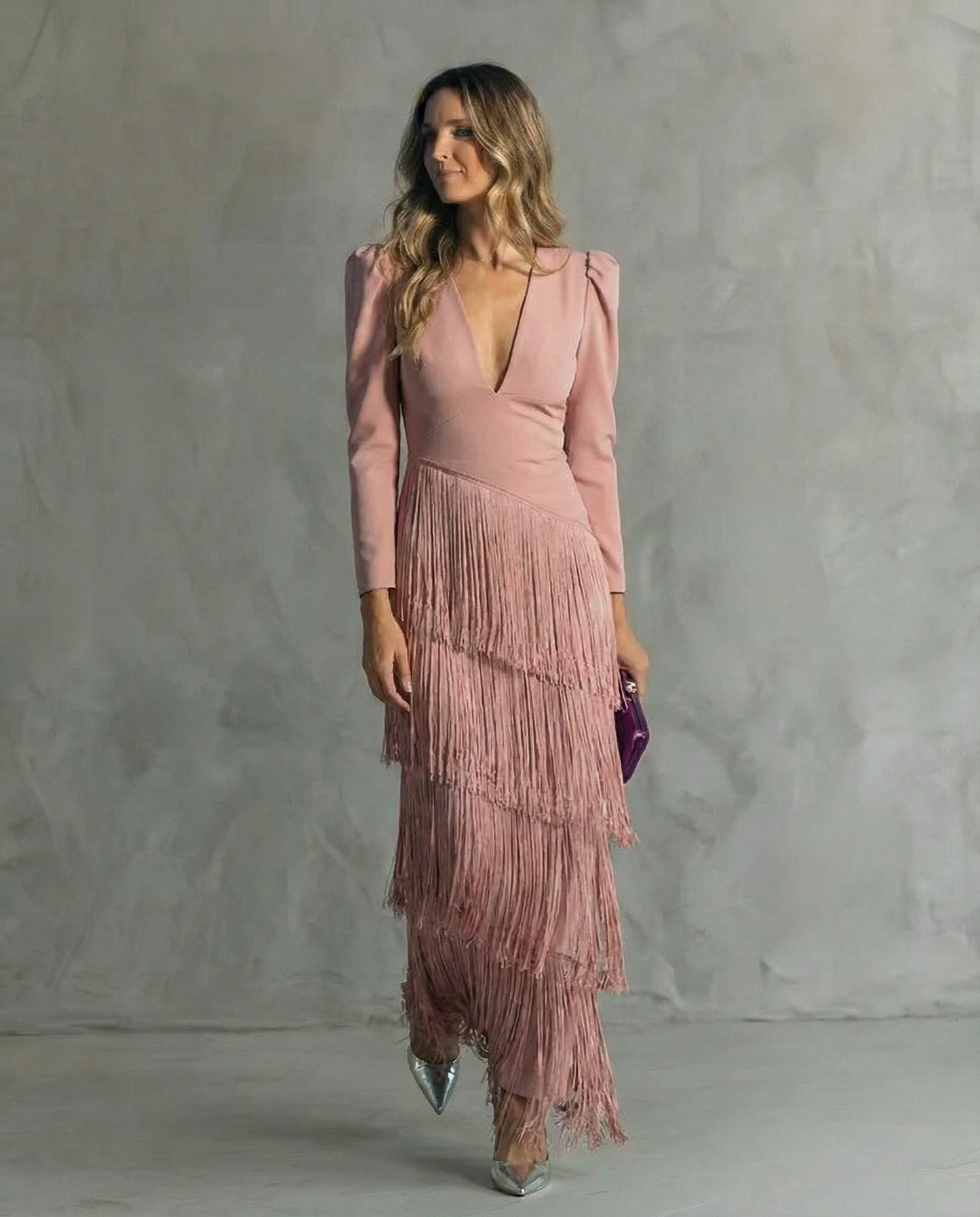 Méléa - robe midi frangé