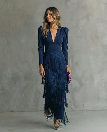Méléa - robe midi frangé