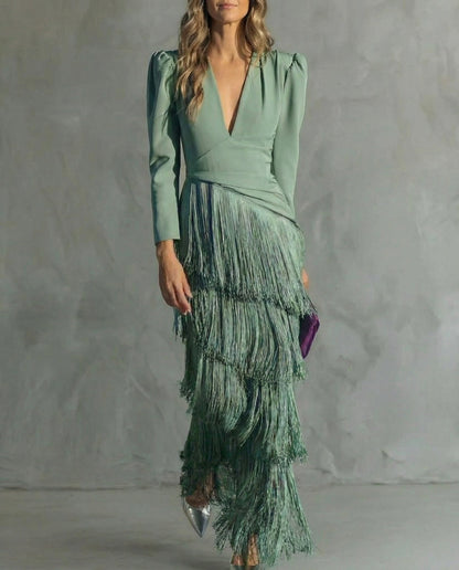 Méléa - robe midi frangé