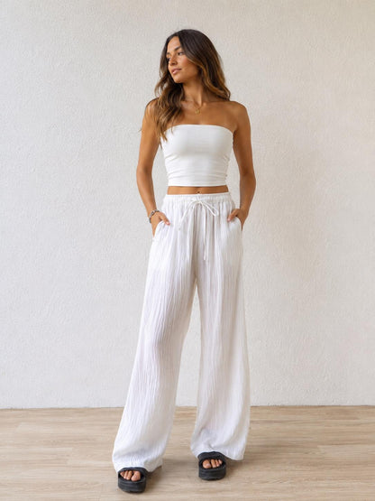 Mouna - Pantalon blanc fraîcheur et élégance minimaliste