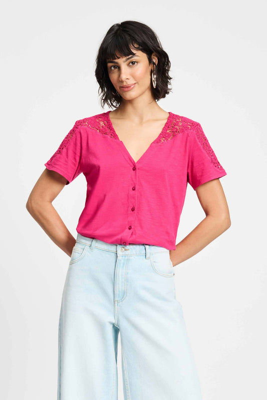 Ellen Fuchsia - Chemisette col V