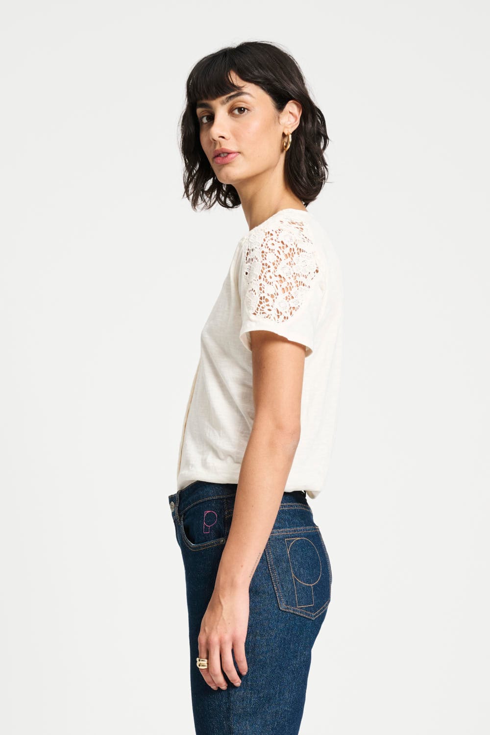 Ellen - Chemisette blanc col V