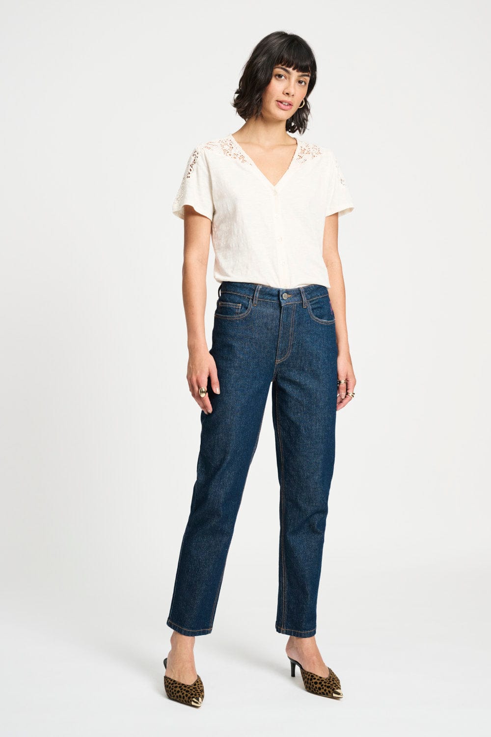Ellen - Chemisette blanc col V