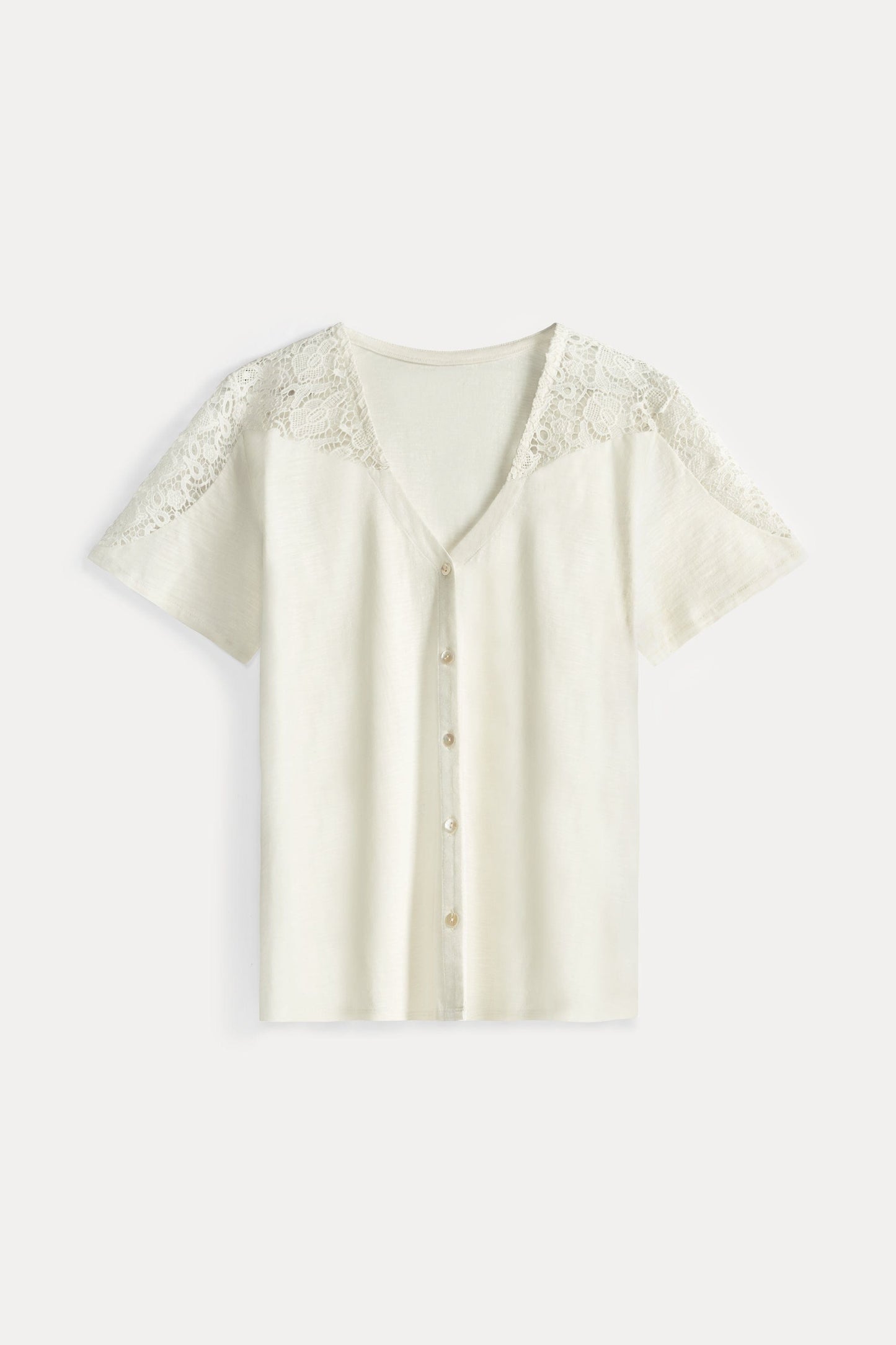 Ellen - Chemisette blanc col V