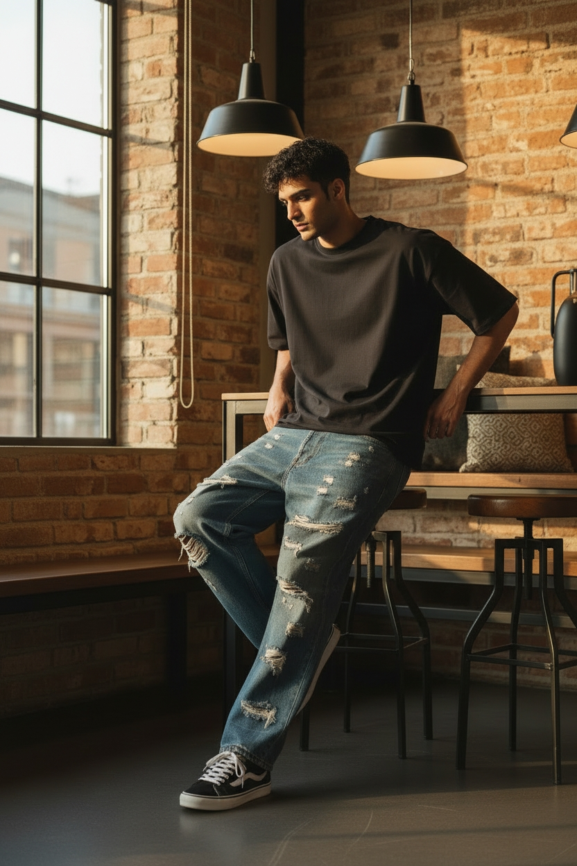 Jeans N° 44 - bleu coupe large