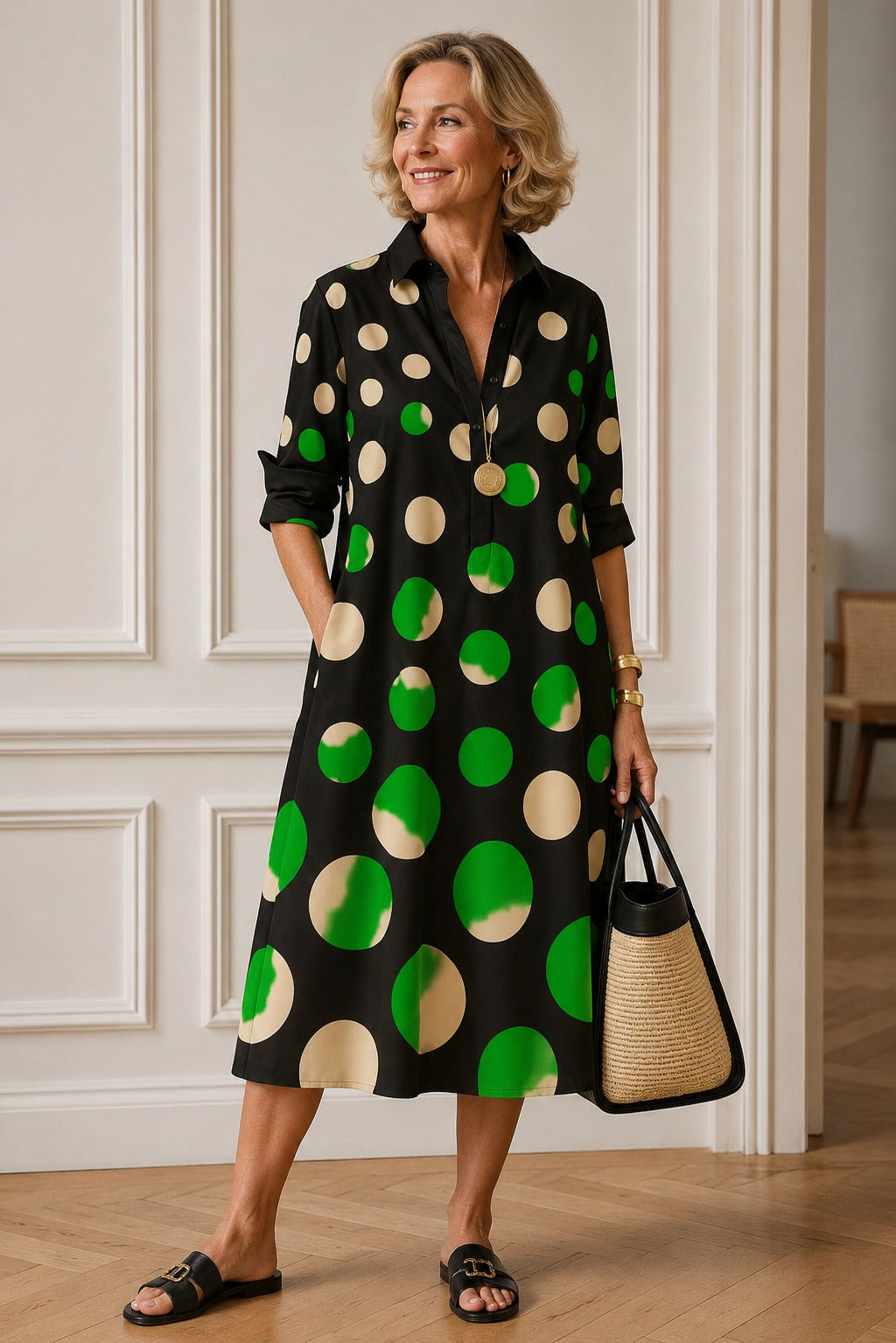 Jihane - Robe midi élégante et raffinée