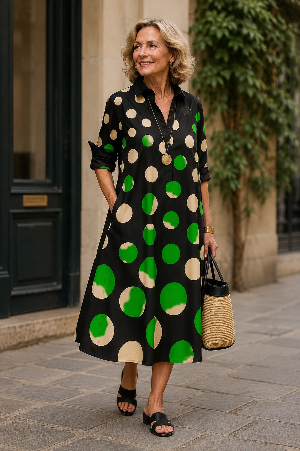 Jihane - Robe midi élégante et raffinée