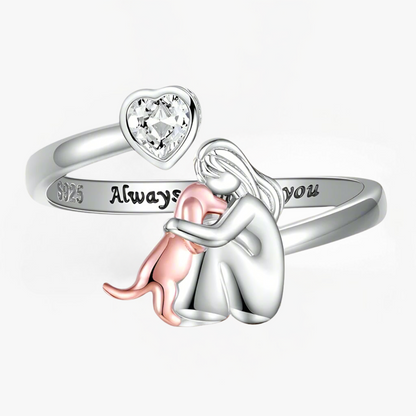 Anna - Bague avec Icône de Chien (Rose)