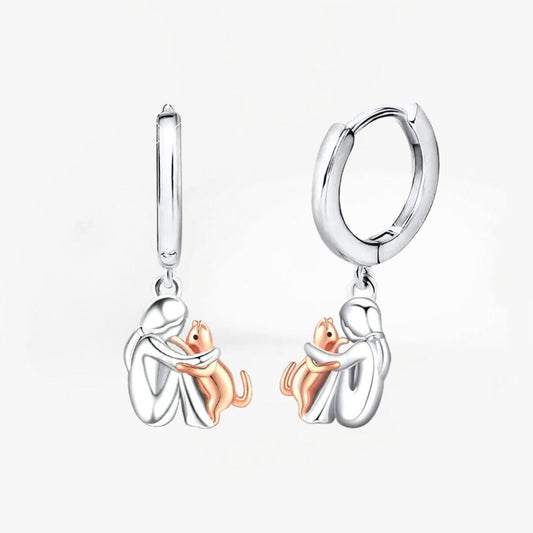Lilie - Boucles d’Oreilles Icône Chat (Fermoir Rond)