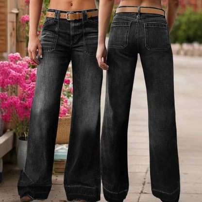 🎉👖50% di sconto! Jeans svasati retrò da donna: vestibilità aderente, tasche ampie e denim elasticizzato ultra confortevole