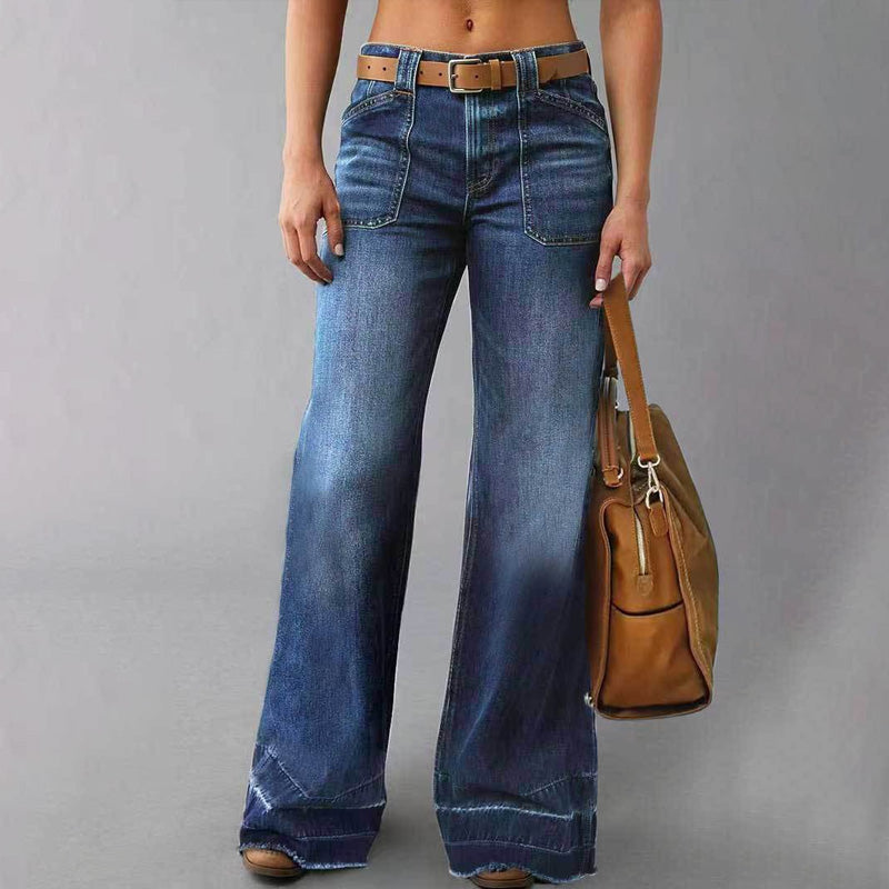 🎉👖50% di sconto! Jeans svasati retrò da donna: vestibilità aderente, tasche ampie e denim elasticizzato ultra confortevole