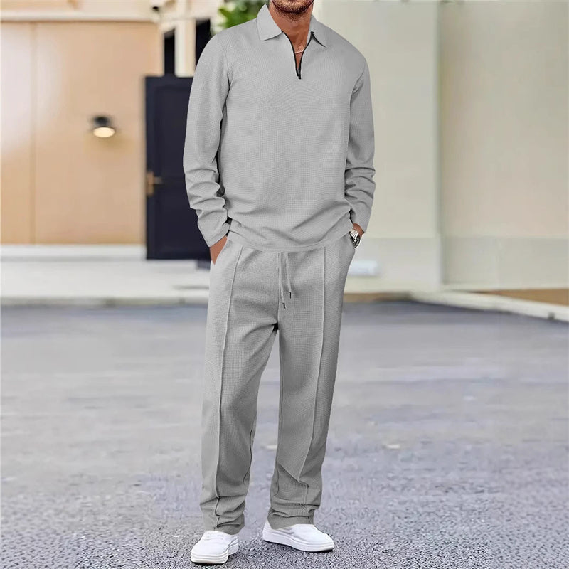 Demario - sweat en maille gaufrée et pantalon droit