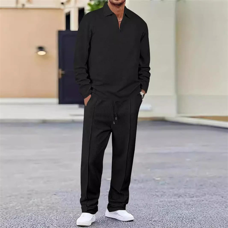 Demario - sweat en maille gaufrée et pantalon droit
