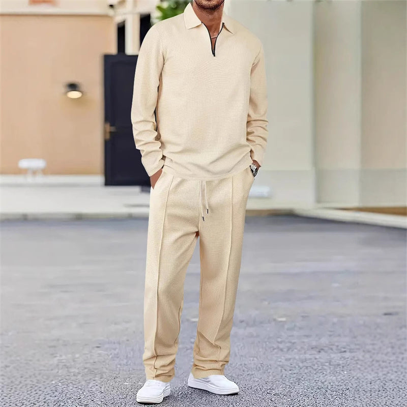Demario - sweat en maille gaufrée et pantalon droit