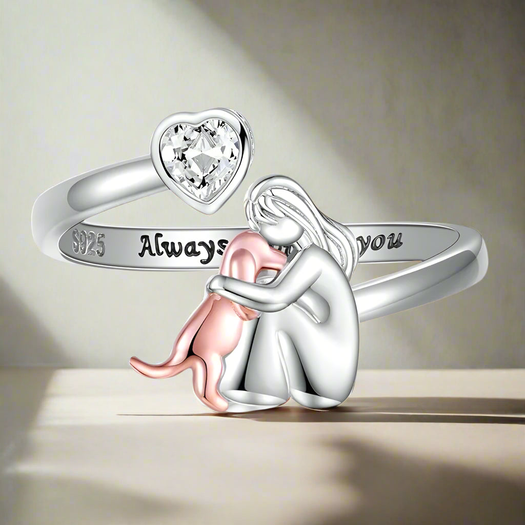Anna - Bague avec Icône de Chien (Rose)