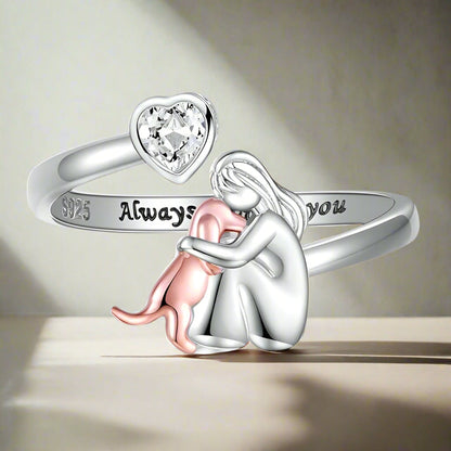 Anna - Bague avec Icône de Chien (Rose)